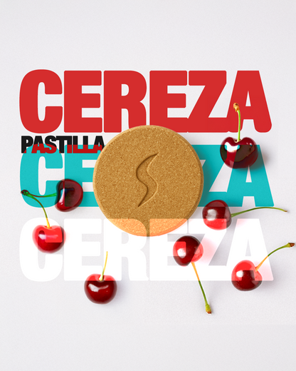 pastilla color naranja con aroma de cereza