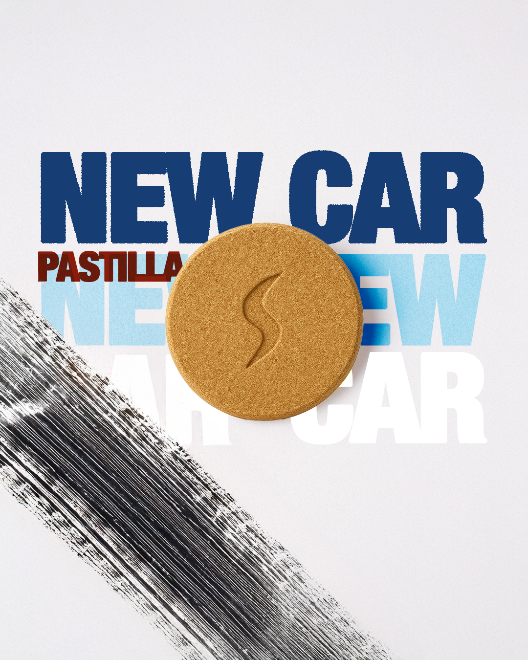 Pastilla naranja con rastro de llanta